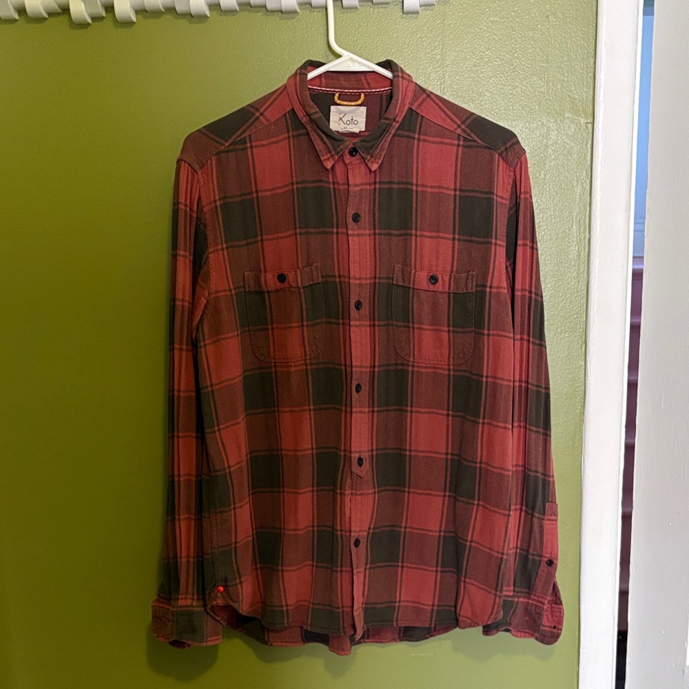 Koto Red and Black Plaid Casual Men's Shirt